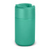 A drink bottle in a matte turquoise finish with a spill-proof lid and branding.
