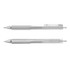 A set of two transparent gel pens with silver accents, featuring a textured grip and a clip.