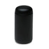 A drink bottle in sleek black with a rounded lid and a smooth matte finish. Features a minimalistic design.