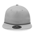 A grey 5 panel high profile relaxed rope hat with a round logo on the front.