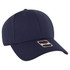 A navy blue low profile baseball cap with six panels and a branded tag.