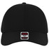 A black six-panel low profile baseball cap with a branded logo on the front.