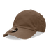 A brown 6 panel low profile relaxed dad hat with a logo on the front.