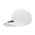 A white 6-panel low profile relaxed dad hat with a curved brim and a logo on the front.