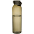 A drink bottle made from recycled plastic, featuring a sleek greyish-brown design and a secure lid.