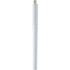 A white gel rollerball pen made from recycled PET, featuring a clip and a simple design, with a logo.