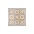 A Noughts and Crosses coaster featuring wooden Xs and Os arranged on a clear, square base.
