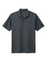 A dark grey polo shirt with a pocket and a logo on the sleeve. Made from Dri-FIT micro pique fabric.