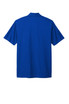 A blue polo shirt with short sleeves and a collar. The shirt features a pocket and a logo.