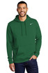 A green Nike Club Fleece Pullover Hoodie featuring a front pocket and a logo on the chest. A green Nike Club Fleece Pullover Hoodie featuring a front pocket and a logo on the chest.