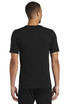 A black Nike Dri-FIT Cotton/Poly Tee, viewed from the back, featuring a small logo on the sleeve. A black Nike Dri-FIT Cotton/Poly Tee, viewed from the back, featuring a small logo on the sleeve.