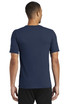 A navy blue Nike Dri-FIT T-shirt featuring a logo, shown from the back on a model. A navy blue Nike Dri-FIT T-shirt featuring a logo, shown from the back on a model.