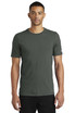 A short-sleeved, olive green Nike Dri-FIT T-shirt with a subtle logo on the sleeve. A short-sleeved, olive green Nike Dri-FIT T-shirt with a subtle logo on the sleeve.