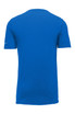 A blue Nike Dri-FIT Cotton/Poly T-shirt featuring a logo, showing the back view. A blue Nike Dri-FIT Cotton/Poly T-shirt featuring a logo, showing the back view.