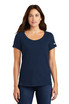 A navy blue scoop neck t-shirt with short sleeves and a logo on the sleeve. Suitable for casual wear.
