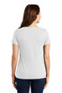 A grey scoop neck tee shirt with short sleeves, featuring a logo on the back.