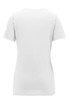 A white women's scoop neck tee made from Dri-FIT cotton and polyester, featuring short sleeves and a fitted style.