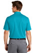 A man is wearing a turquoise Nike Dri-FIT Micro Pique 2.0 Polo shirt, viewed from the back. The shirt features a collar.