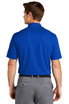 A blue Nike Dri-FIT Micro Pique 2.0 Polo shirt, featuring a collar and short sleeves, viewed from the back.