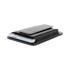 A card holder in black with an elastic band for secure storage of cards and a sleek design. A card holder in black with an elastic band for secure storage of cards and a sleek design.