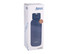 A drink bottle in navy blue packaging with a sleek design and a cap. The bottle features a logo on the front.