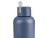 A drink bottle in navy blue with a clear spout and carry handle. It features a sleek, matte finish and branding.