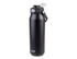 A drink bottle in matte black with a vacuum quick release lid and a carry handle, featuring a logo.