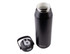 A drink bottle with a sleek black exterior and a quick release lid, featuring a separate lid component.