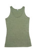 An olive green women's singlet with a fitted design and a rounded neckline, featuring a brand logo.