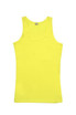 A bright yellow women's singlet featuring a scoop neckline and a fitted design. It has a logo on the label. A bright yellow women's singlet featuring a scoop neckline and a fitted design. It has a logo on the label.