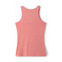 A pink women's singlet with a racerback design, featuring a subtle heathered texture and a logo.