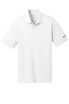 A white Nike Dri-FIT Vertical Mesh Polo shirt featuring a logo on the sleeve.
