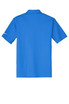 A blue Nike Dri-FIT Vertical Mesh Polo shirt, featuring short sleeves and a collar, with a logo on one sleeve.