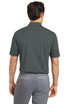 A grey Nike Dri-FIT Vertical Mesh Polo shirt viewed from the back, featuring a collar and short sleeves.