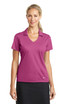 A ladies' polo shirt in vibrant pink with a v-neck and short sleeves, featuring a logo on the chest. A ladies' polo shirt in vibrant pink with a v-neck and short sleeves, featuring a logo on the chest.