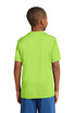 A bright lime green youth t-shirt with a simple design, featuring a logo on the back. A bright lime green youth t-shirt with a simple design, featuring a logo on the back.