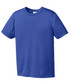 A blue youth t-shirt featuring a classic crew neckline and short sleeves, with a logo on the front. A blue youth t-shirt featuring a classic crew neckline and short sleeves, with a logo on the front.