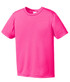 A pink youth t-shirt made from lightweight fabric, featuring a crew neck and short sleeves. Includes a logo. A pink youth t-shirt made from lightweight fabric, featuring a crew neck and short sleeves. Includes a logo.