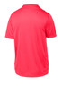 A bright pink youth t-shirt with a smooth fabric texture and a simple design, featuring a logo on the back. A bright pink youth t-shirt with a smooth fabric texture and a simple design, featuring a logo on the back.