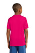 A youth T-shirt in vibrant pink, featuring a simple design and a logo on the back. A youth T-shirt in vibrant pink, featuring a simple design and a logo on the back.