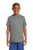 A youth short-sleeve t-shirt in grey, featuring a smooth fabric and a logo on the chest. A youth short-sleeve t-shirt in grey, featuring a smooth fabric and a logo on the chest.