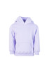 A lilac hoodie featuring a front pocket and a hood. The design includes long sleeves and ribbed cuffs.