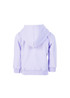 A baby fleece hoodie in soft lilac with a hood and long sleeves, featuring a simple design.