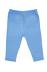 A pair of light blue baby pants with an elasticated waistband and ankle-length cut. The item has a simple design.