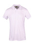 A white polyester polo shirt featuring a collar and a logo. Suitable for casual or active wear.