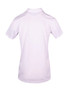 A white polyester polo shirt featuring short sleeves and a back view, including a logo. A white polyester polo shirt featuring short sleeves and a back view, including a logo.