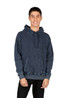 A men's stone wash fleece hoodie in a dark denim colour, featuring a front pocket and a drawstring hood.