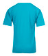 A turquoise kid's regular T-shirt featuring short sleeves and a simple design, with a logo on the back.