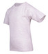 A light grey kid's t-shirt with short sleeves and a rounded neck, featuring a logo on the front.