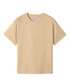 A beige regular T-shirt for kids with a simple design and a logo label on the inner neck. A beige regular T-shirt for kids with a simple design and a logo label on the inner neck.